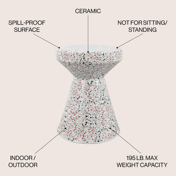 Xenia 17.75" Modern Bohemian Terrazzo Indoor/Outdoor Drum Accent Table - JONATHAN Y